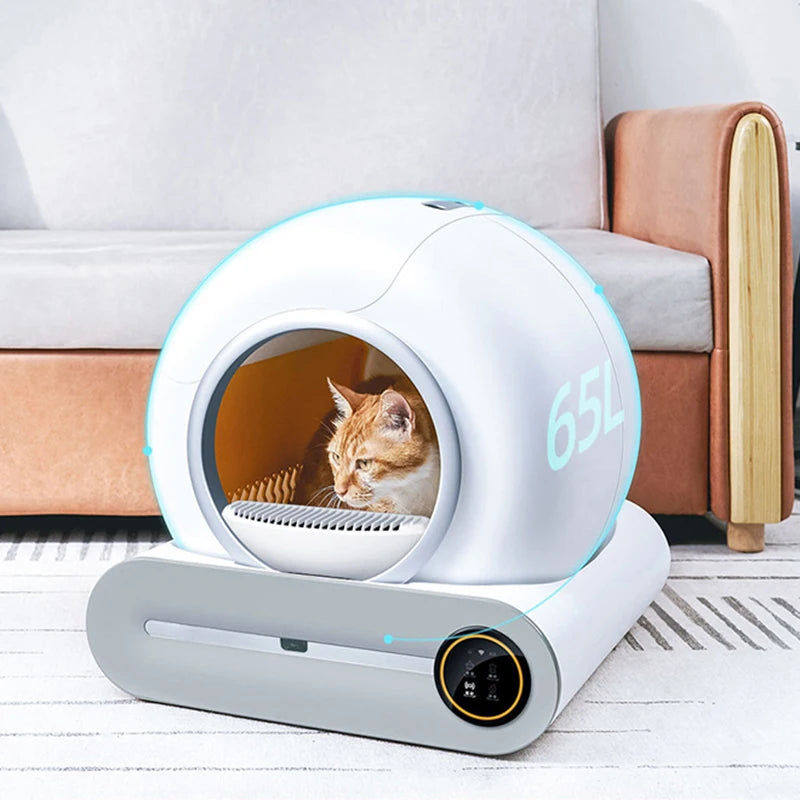 New 65L Automatic Smart Cat Litter Box Self Cleaning Fully Enclosed Large Cat Toilet Litter Tray