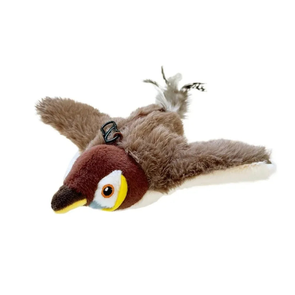 Interactive Cat Toy Flapping Bird with Catnip Rechargeable Simulation Bird Cat Toys Touch Activated Fluffy Plush Toys for Cats