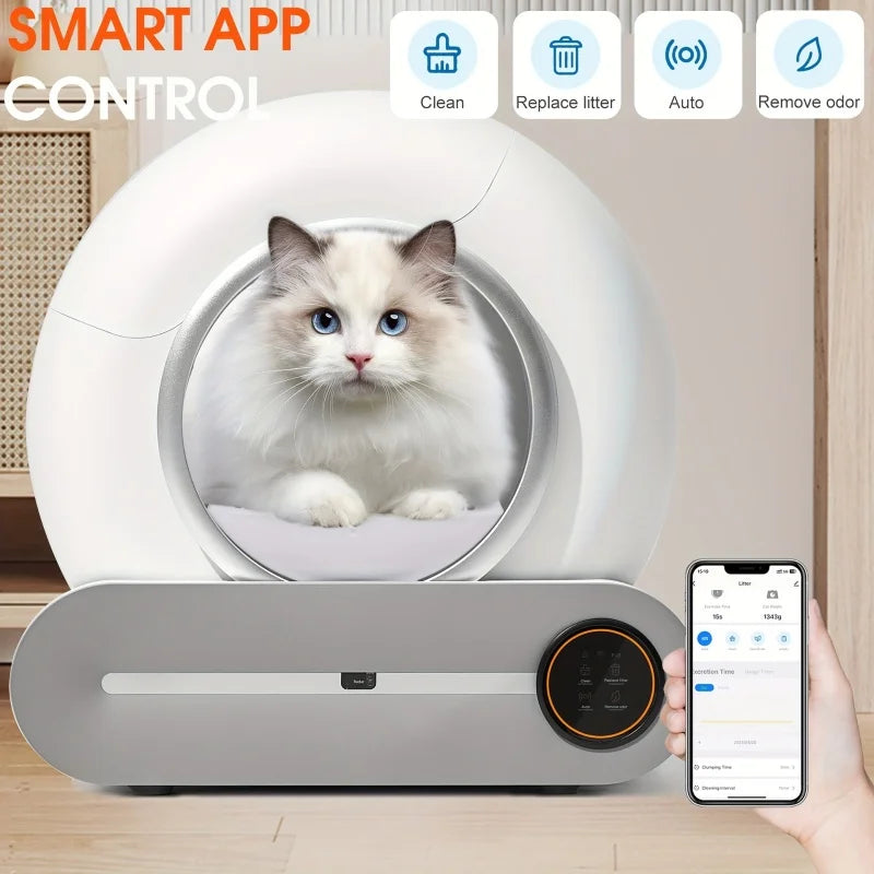 New 65L Automatic Smart Cat Litter Box Self Cleaning Fully Enclosed Large Cat Toilet Litter Tray