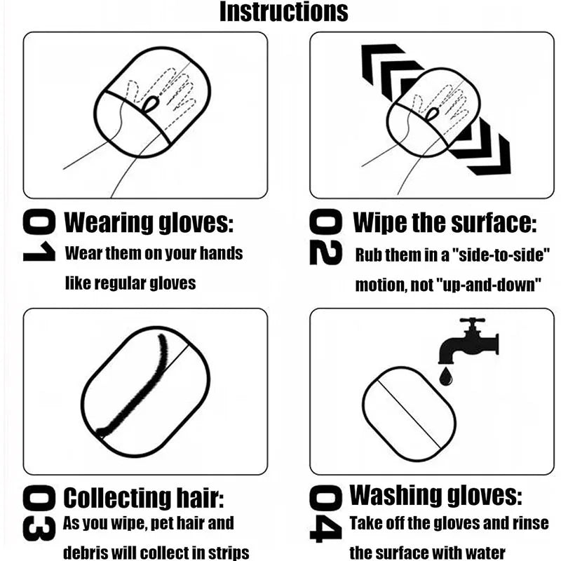 Pet Hair Removal Tools Reusable Gloves Pet Double Sided Beauty Gloves Carpet Removal Pet Fur Hair Pet Supplies Sofa Carpet Home
