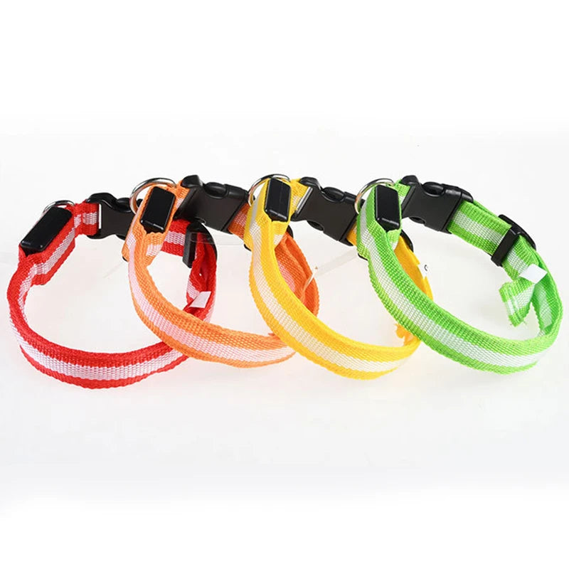 BOOTEELY Nylon LED Night Safety Flashing Glow In The Dark Dog Leash Dogs Luminous Fluorescent Pet Dog Collar