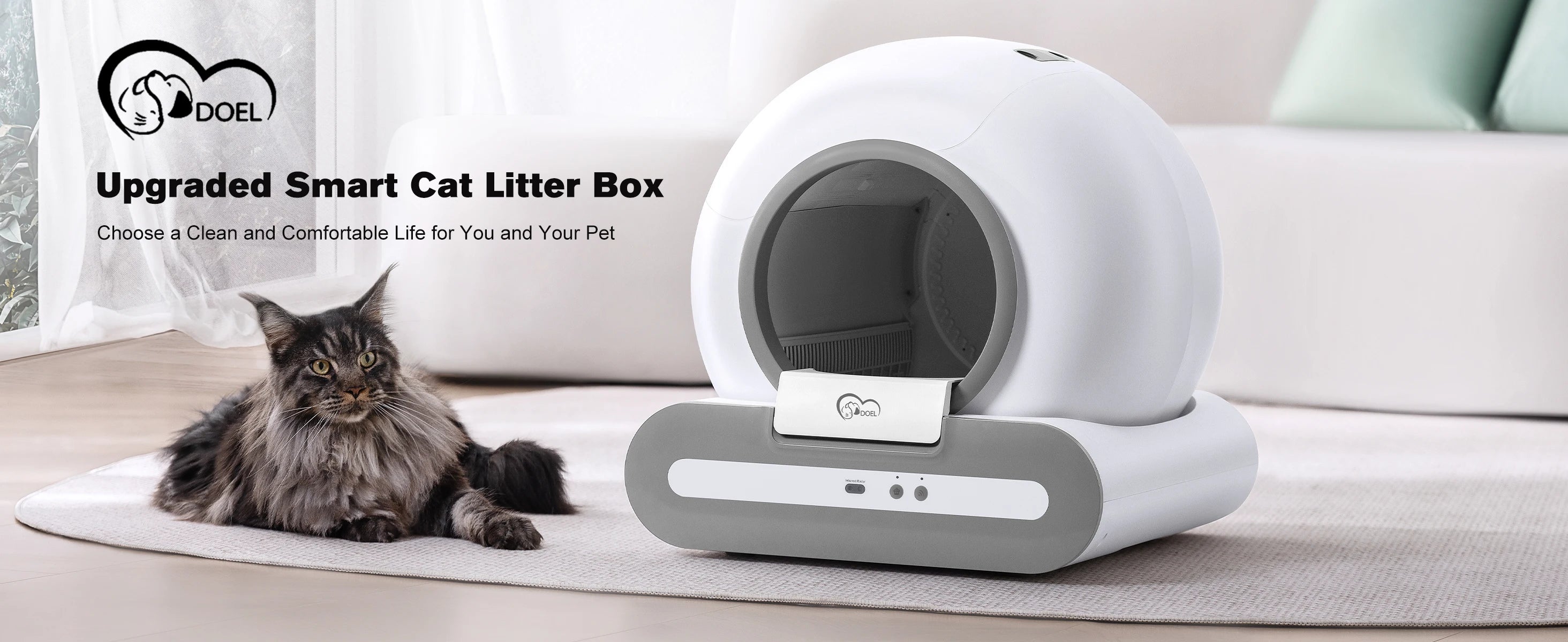 DOEL  Automatic Cat Litter Box Self Cleaning with App Control & Cat Litter Mat Smart Cat Toilet for Multiple Large Cats